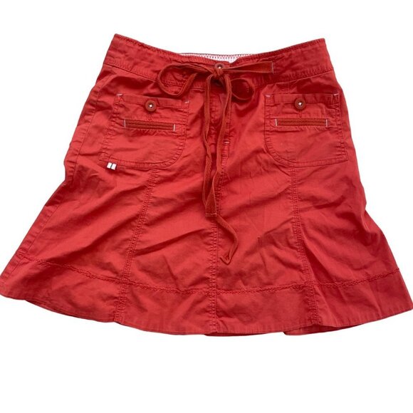 Sitwell Women's A-Line Mini Skirt Pockets Adjustable Drawstring Orange